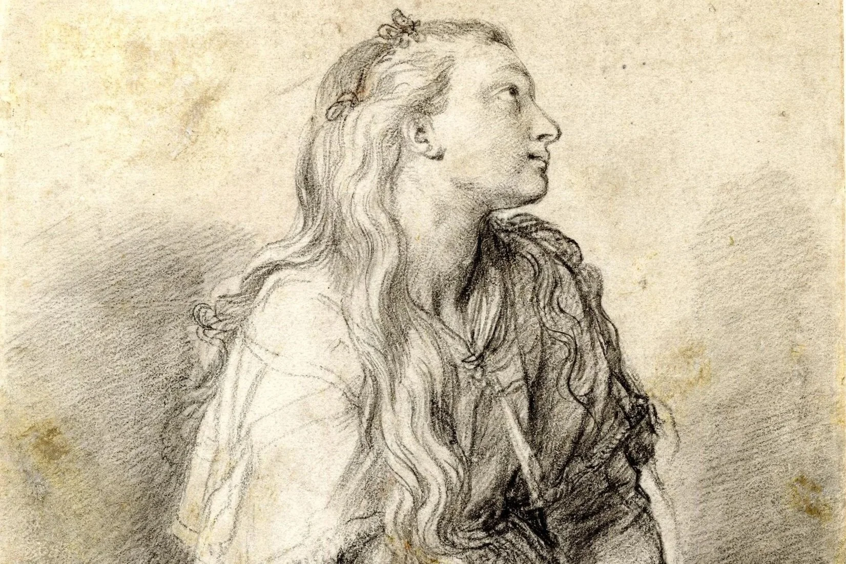 Alessandro Allori (1535-1607), Young Woman seated on her Haunches, holding an open Book in her Lap with both Hands</span>