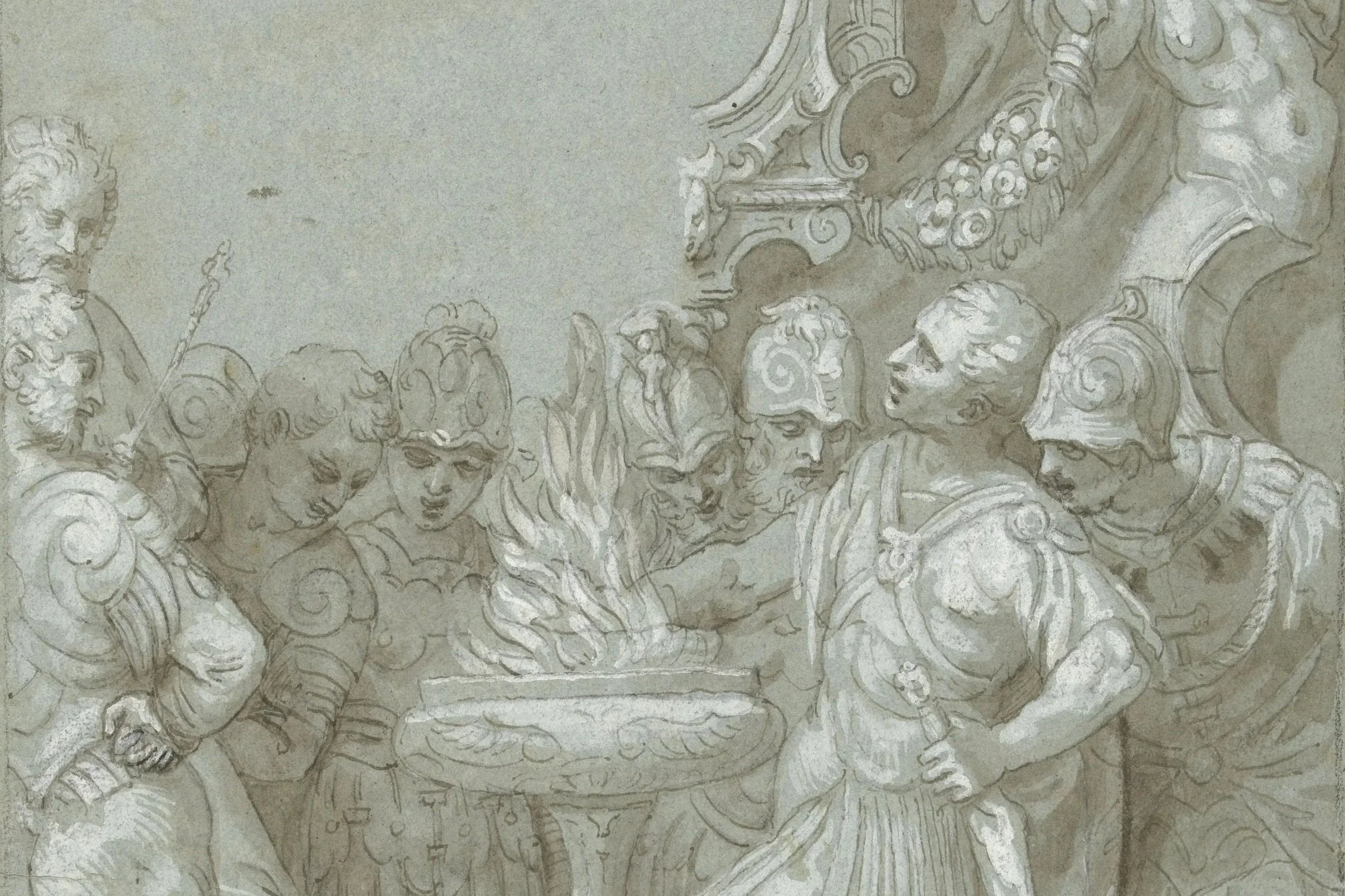 Benedetto Caliari (1538 – 1598), Mucius Scaevola before Porsenna</span>