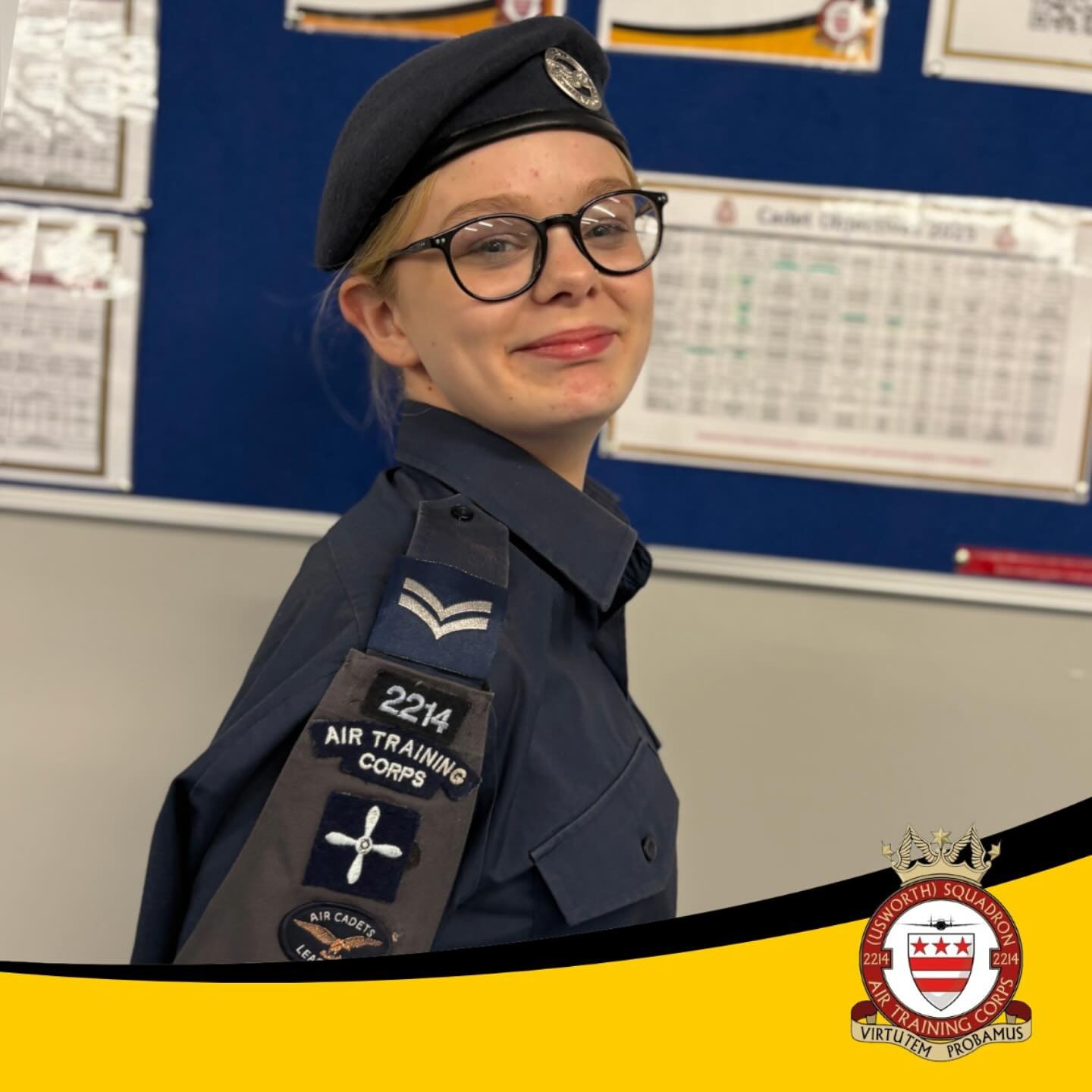 On Tuesday, we said a huge well done to Corporal Purvis who earned her first set of chevrons!
A shining example to her peers, CPL Purvis has embodied our squadron values through her cadet career - we can’t wait to see what she gets up to next!