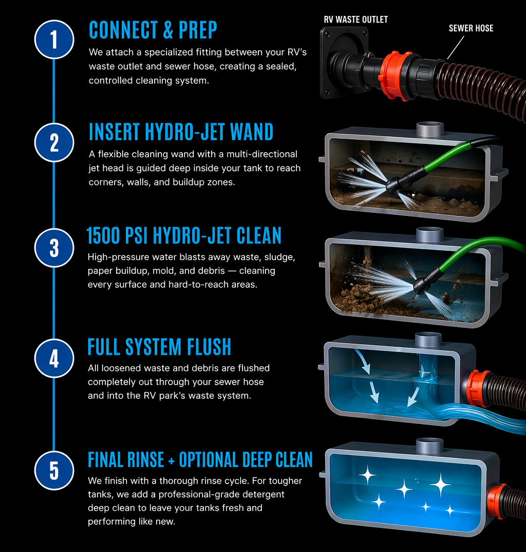 Mobile RV Tank Cleaning Service- How it works