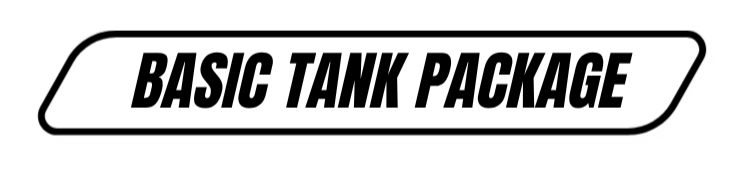 Logo with black text on a white background that reads 'BASIC TANK PACKAGE'.