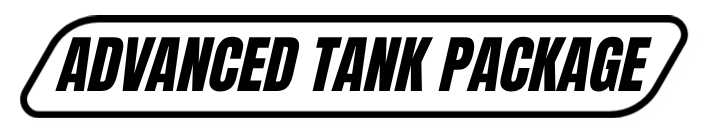 Text reading 'Advanced Tank Package' with a black and white background