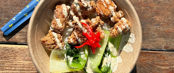 Japanese, Food Cart, Pod, Truck, Eugene, Karaage, street food, rice, fried chicken, vegan, vegetarian