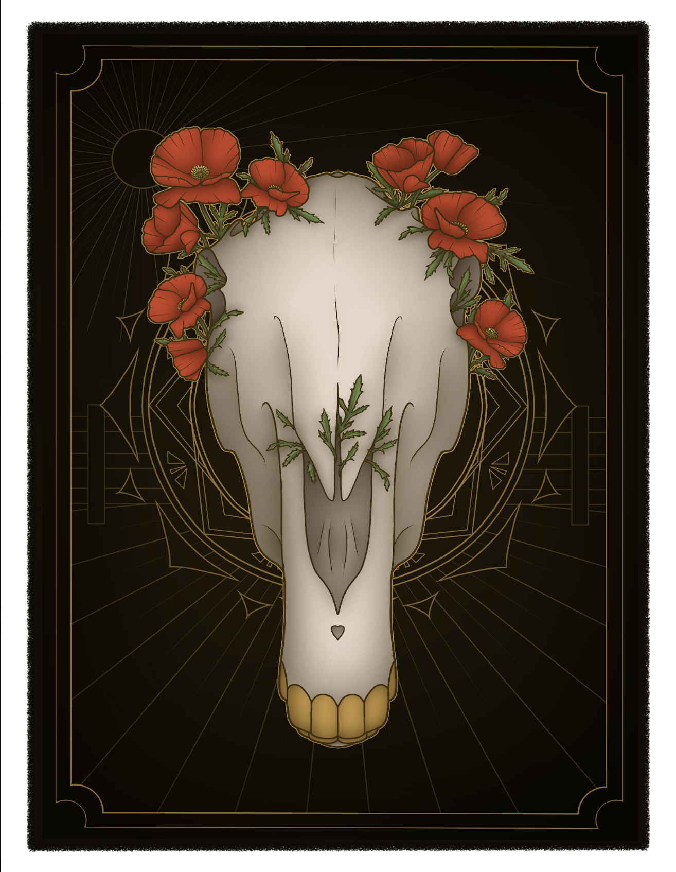 Poppy Horse Skull Print