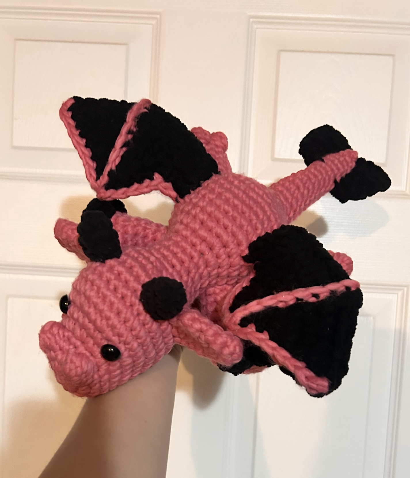 Crochet Pink and Black Dragon