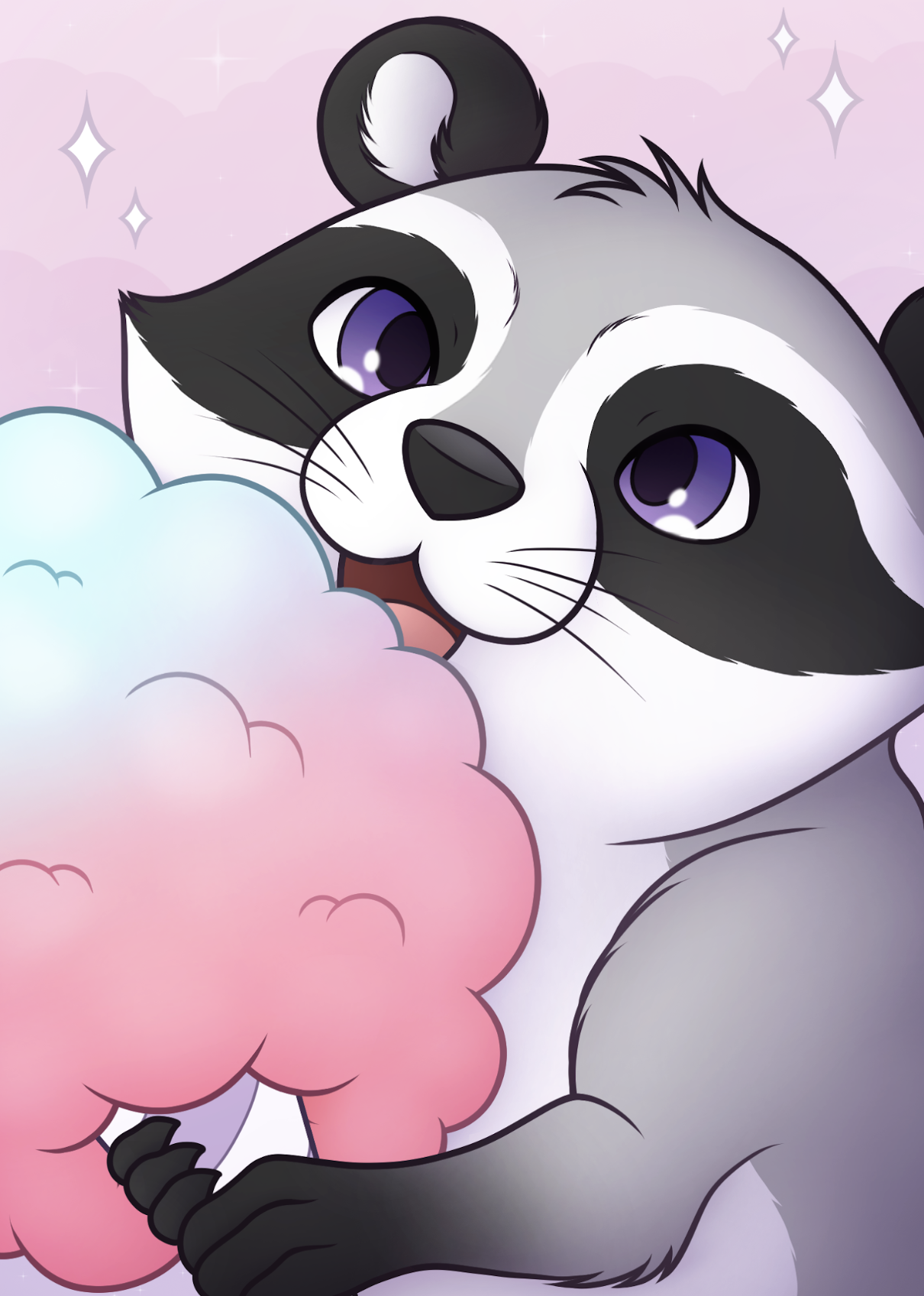 Cotton Candy Racoon Mini Print