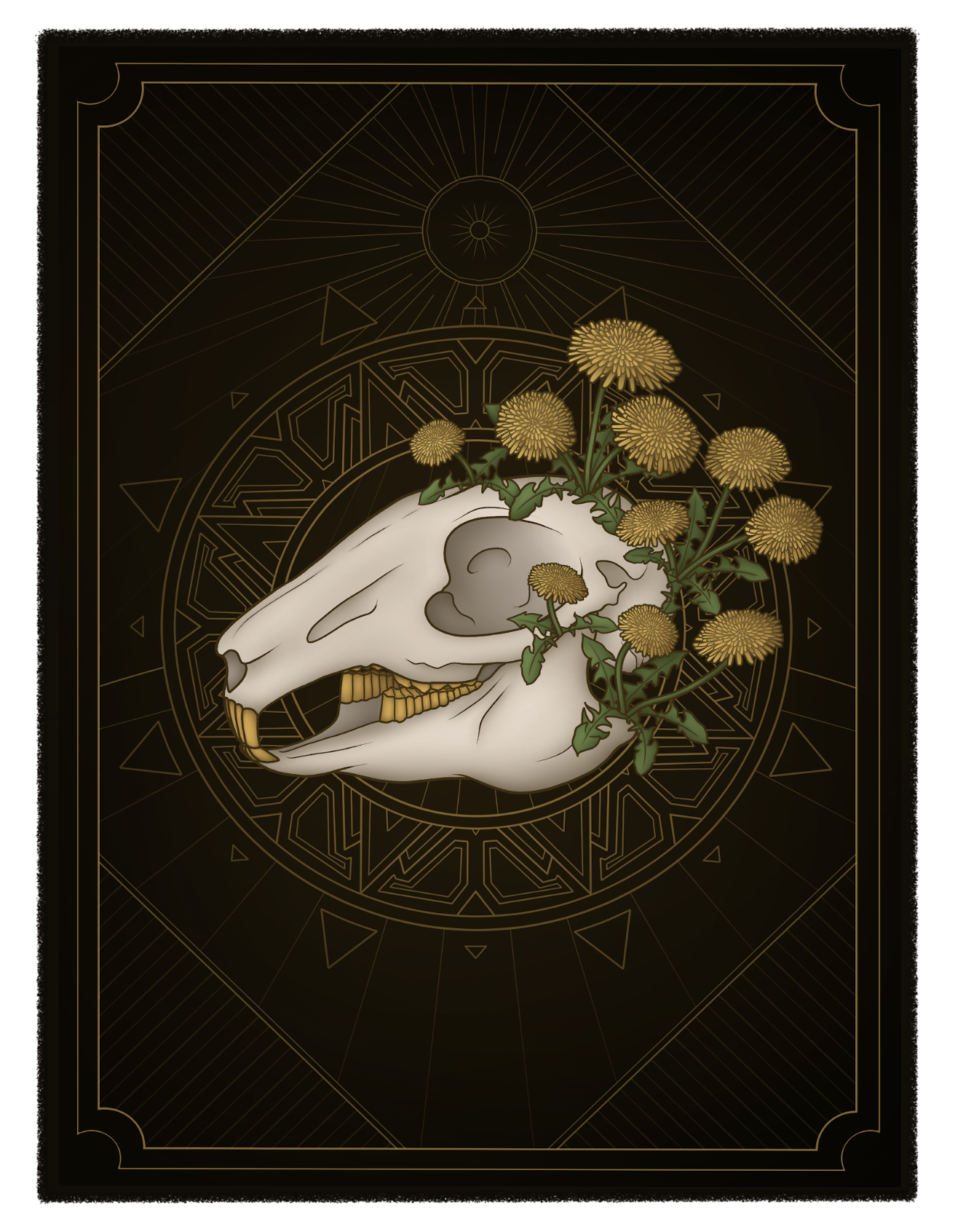 Dandelion Rabbit Skull Print