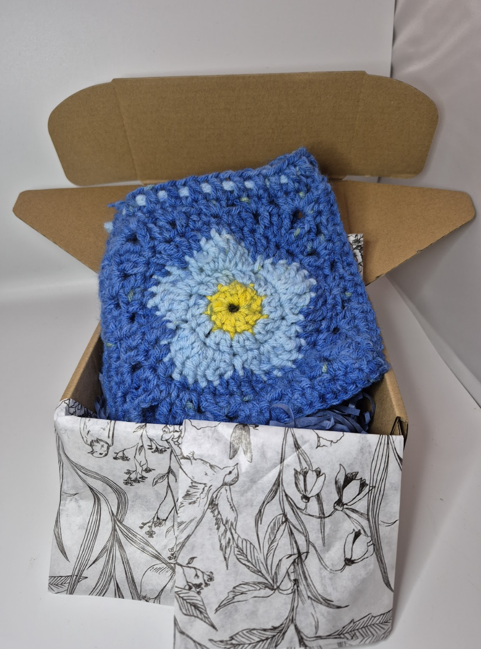 Blue Flower Drawstring Pouch