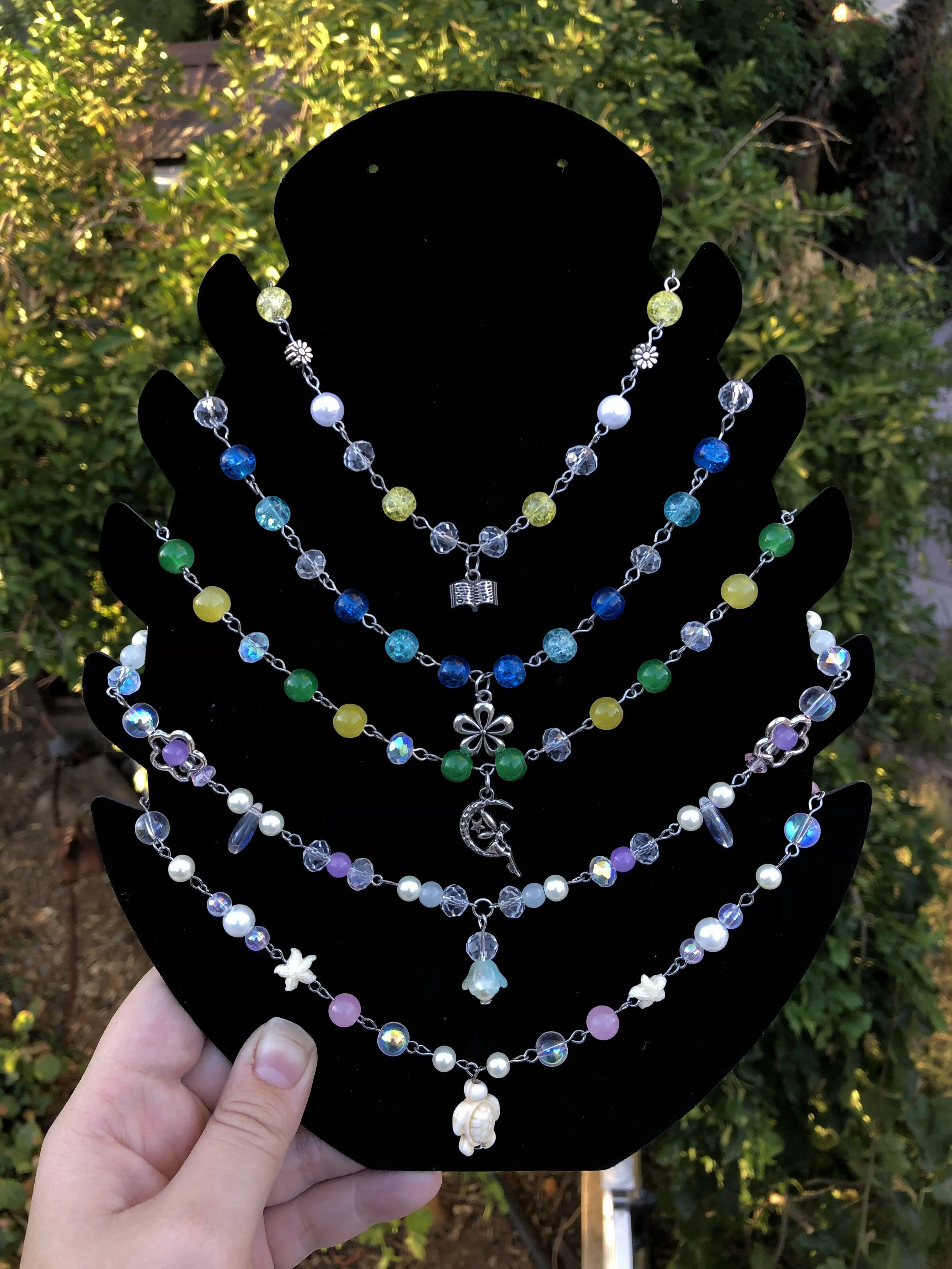 Glass Beaded Charmed Necklaces