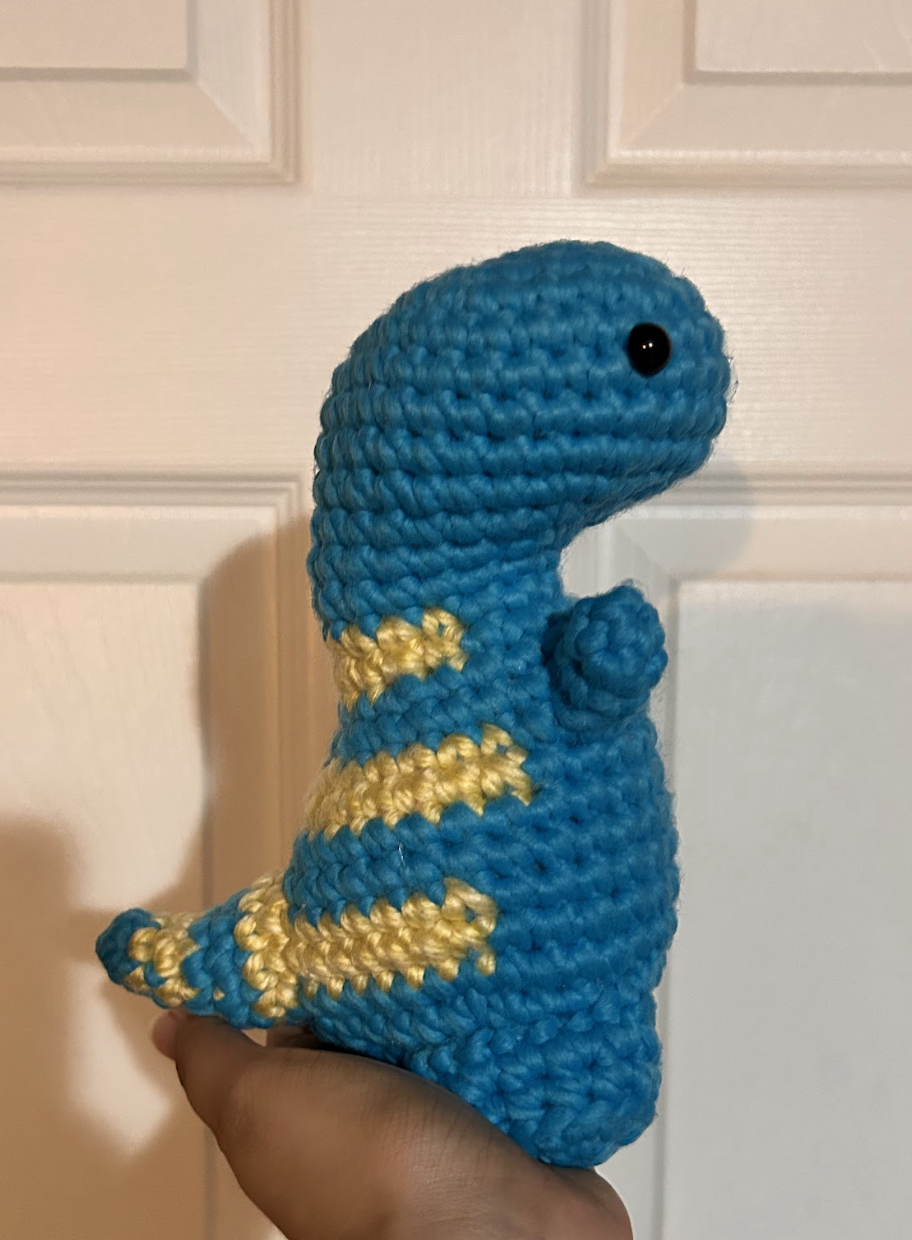 Crochet Blue and Yellow T-Rex