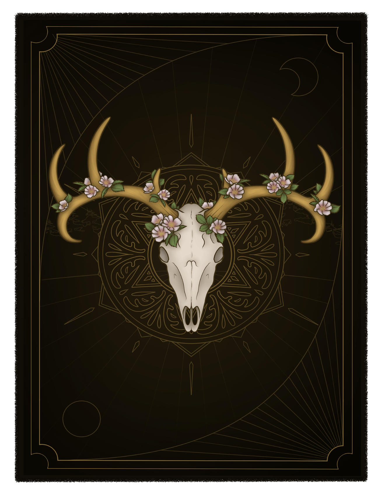 Wild Rose Deer Skull Print