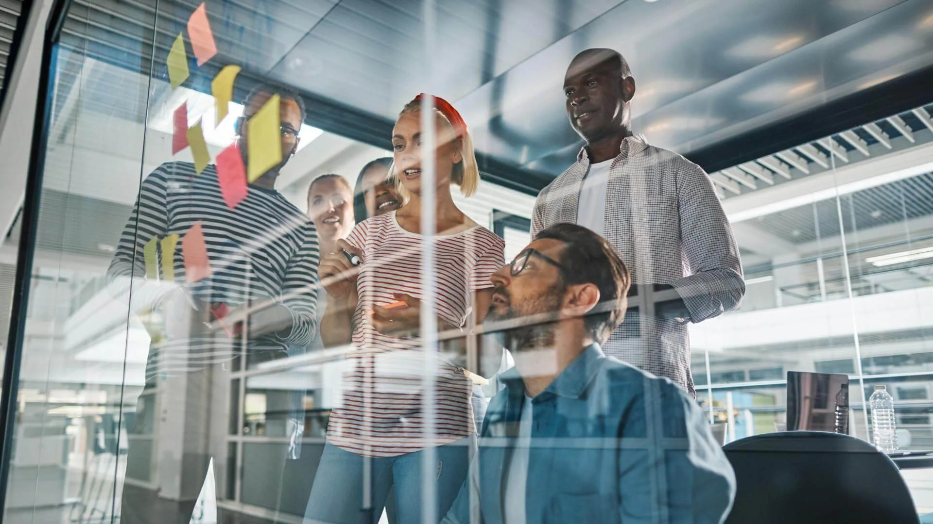 Employees discussing a strategy