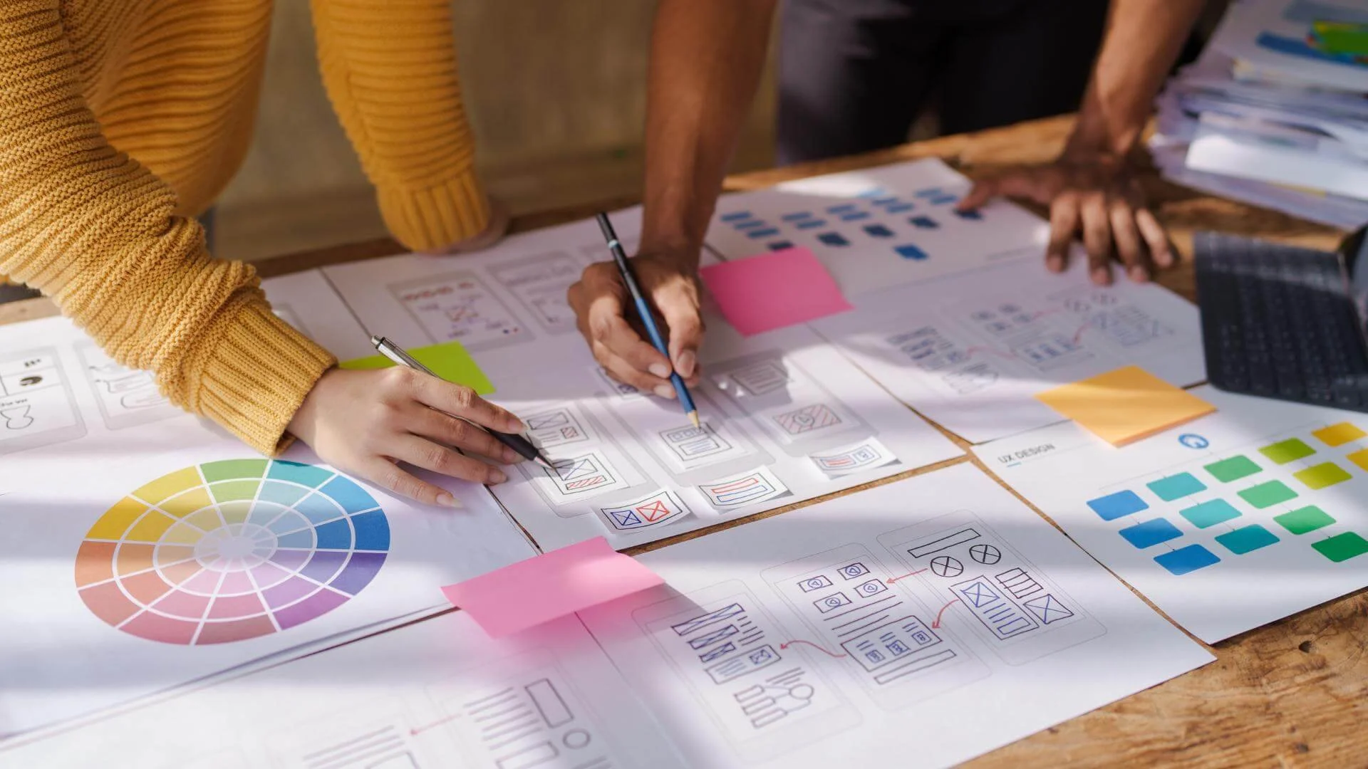 Team members planning for design