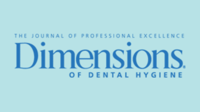 Logo for 'Dimensions of Dental Hygiene,' a professional journal.