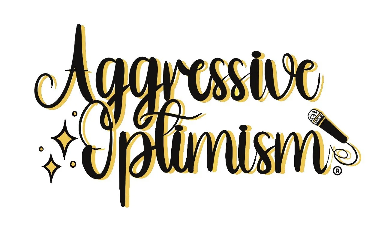 a graphic novel style rendering of the Aggressive Optimism® logo 