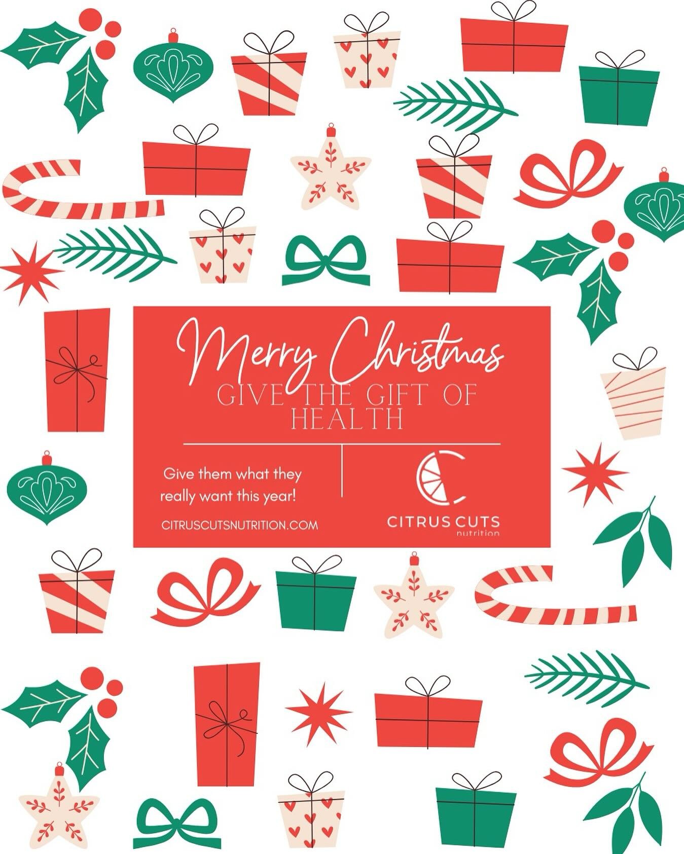 GIVE or RECEIVE the gift of healthy lifestyle this Christmas🎄 This is the gift that keeps on giving! 🎁

🎁Fully customizable for what YOUR body needs &amp; lifestyle.
🎁Food you enjoy eating
🎁Eliminating the junk in your diet.
🎁Gaining control of