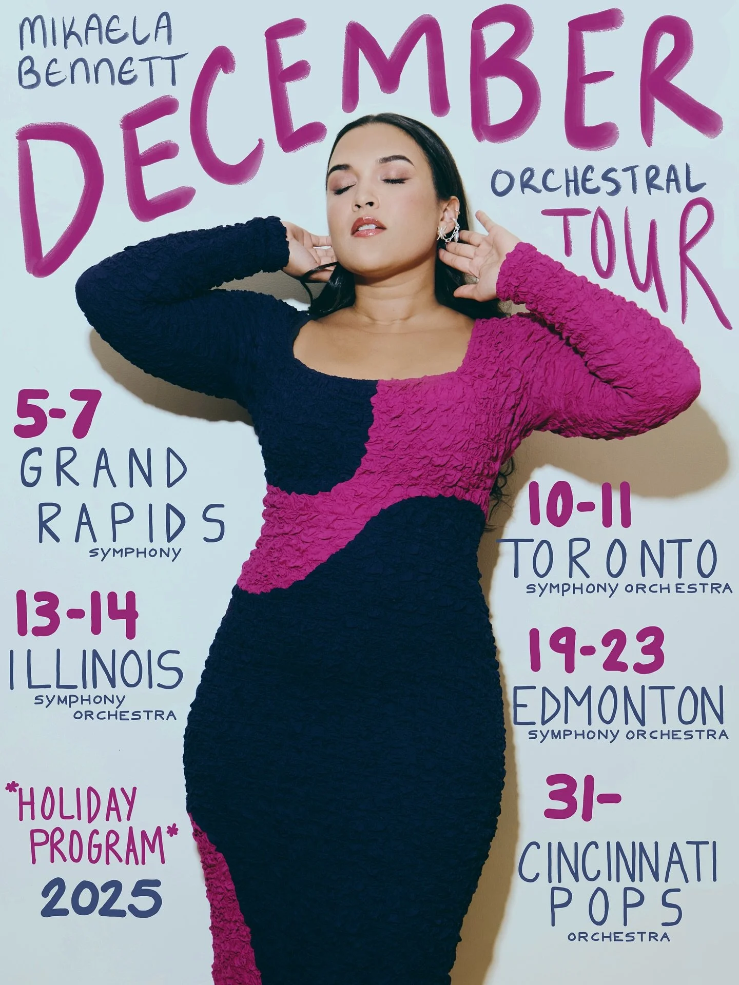 I&rsquo;m going on an orchestral tour with my holiday pops programs this December! I&rsquo;ll be stopping in cities across Canada and the USA, and I&rsquo;m so excited to return to orchestras I adore and to make some new friends, too!🎄✨ 
 Dec 5-7: @