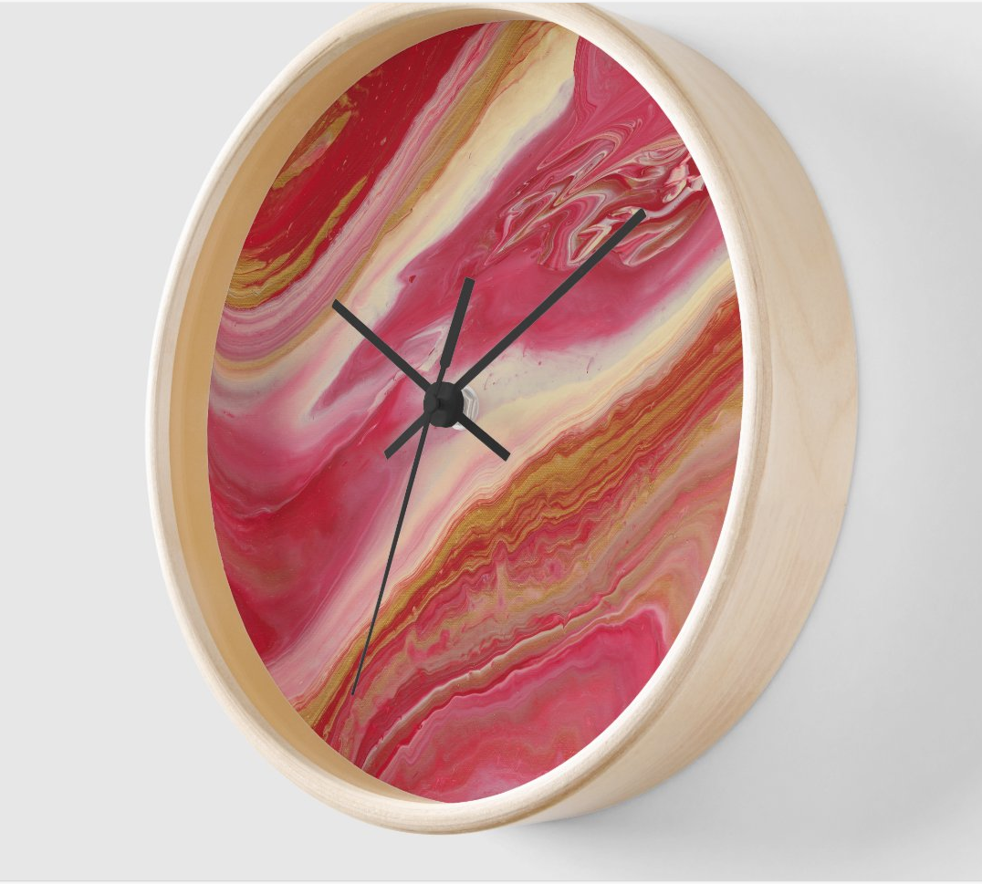 Round Wall Clock with Natural Wood Frame Side.png