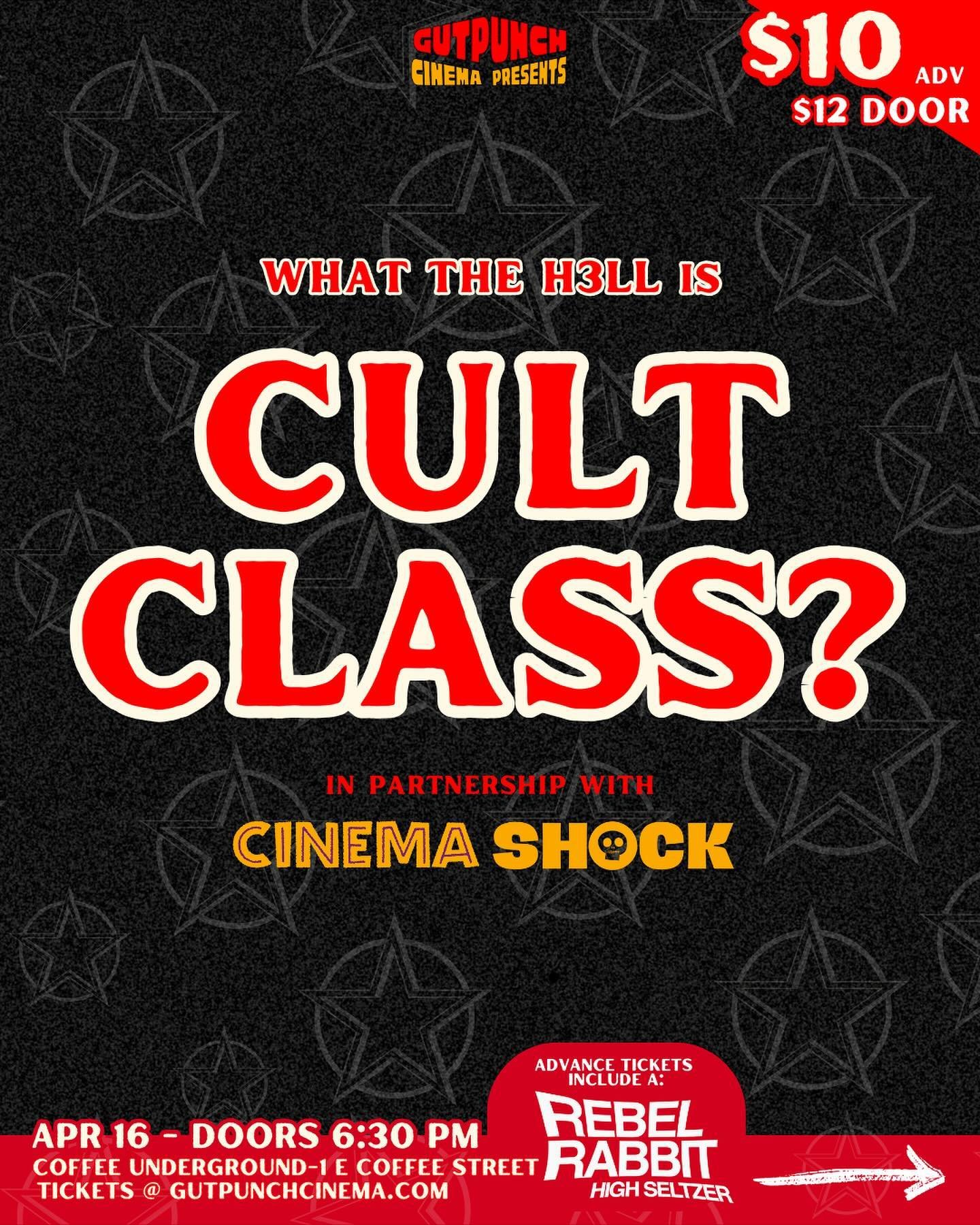 THIS TUESDAY! Let&rsquo;s kick off 4/20 week with @cinema_shock !

🧪 MOVIE NIGHT + @drinkrebelrabbit seltzer for $10!
(Pre-sale ticket purchase &amp; be 21+ to receive a drink)

🧪 LOCAL short film + CULT CLASSIC feature film

🧪 At Coffee Undergrou