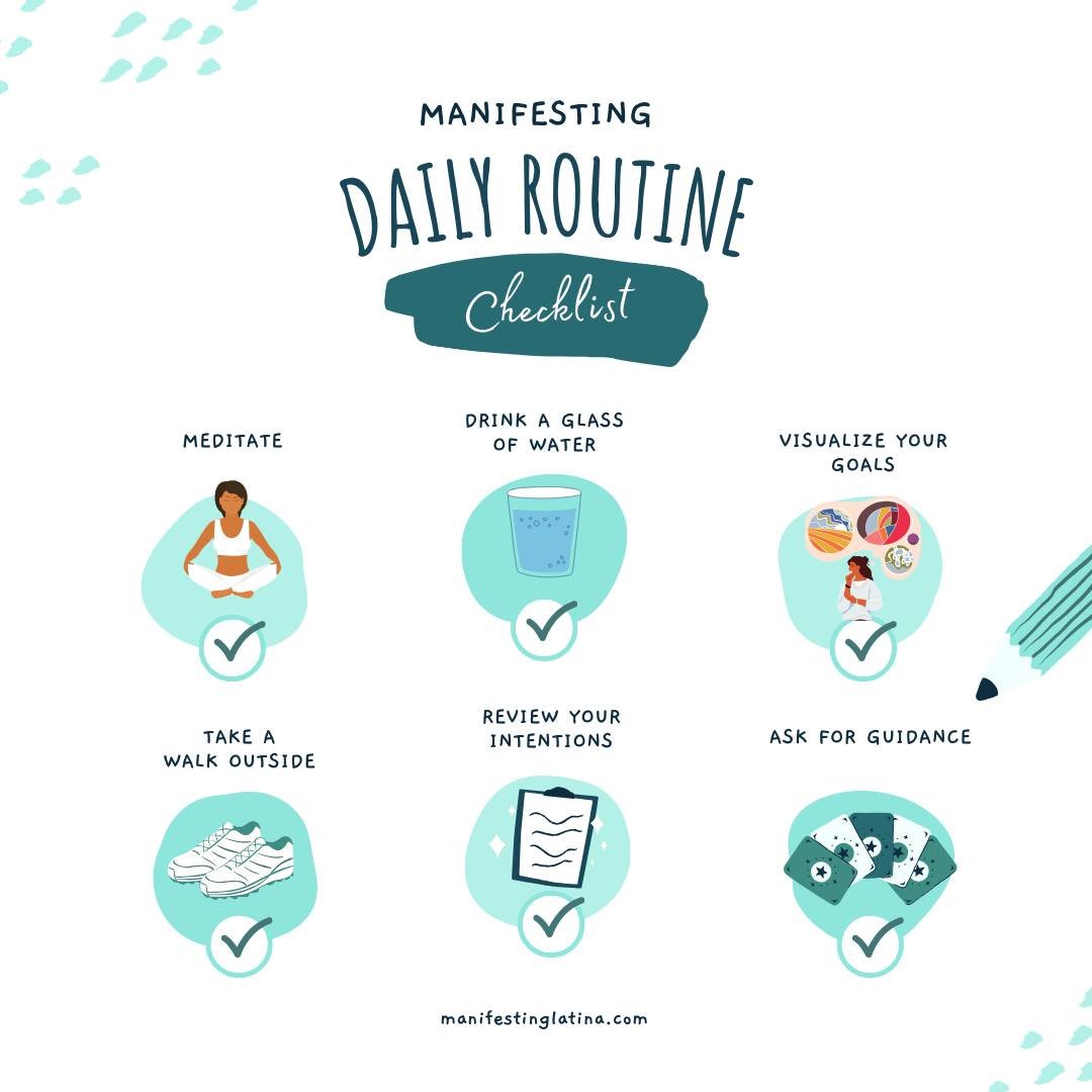 One of my manifesting secrets is having a daily routine, many actually. Morning, midday ones, money, and evening ones (honestly, the list goes on and on). 

Some might call them rituals others daily habits. Whatever you call them, they can help you m