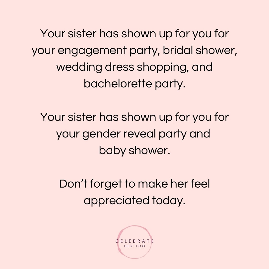 Remember ALLLL the events your sister has supported you at.
You know you appreciate it, but have you just assumed she knows it? Make sure to let her know!

And we've got just the thing! 🍷

Comment SISTER below and we'll send you a coupon for 20% off