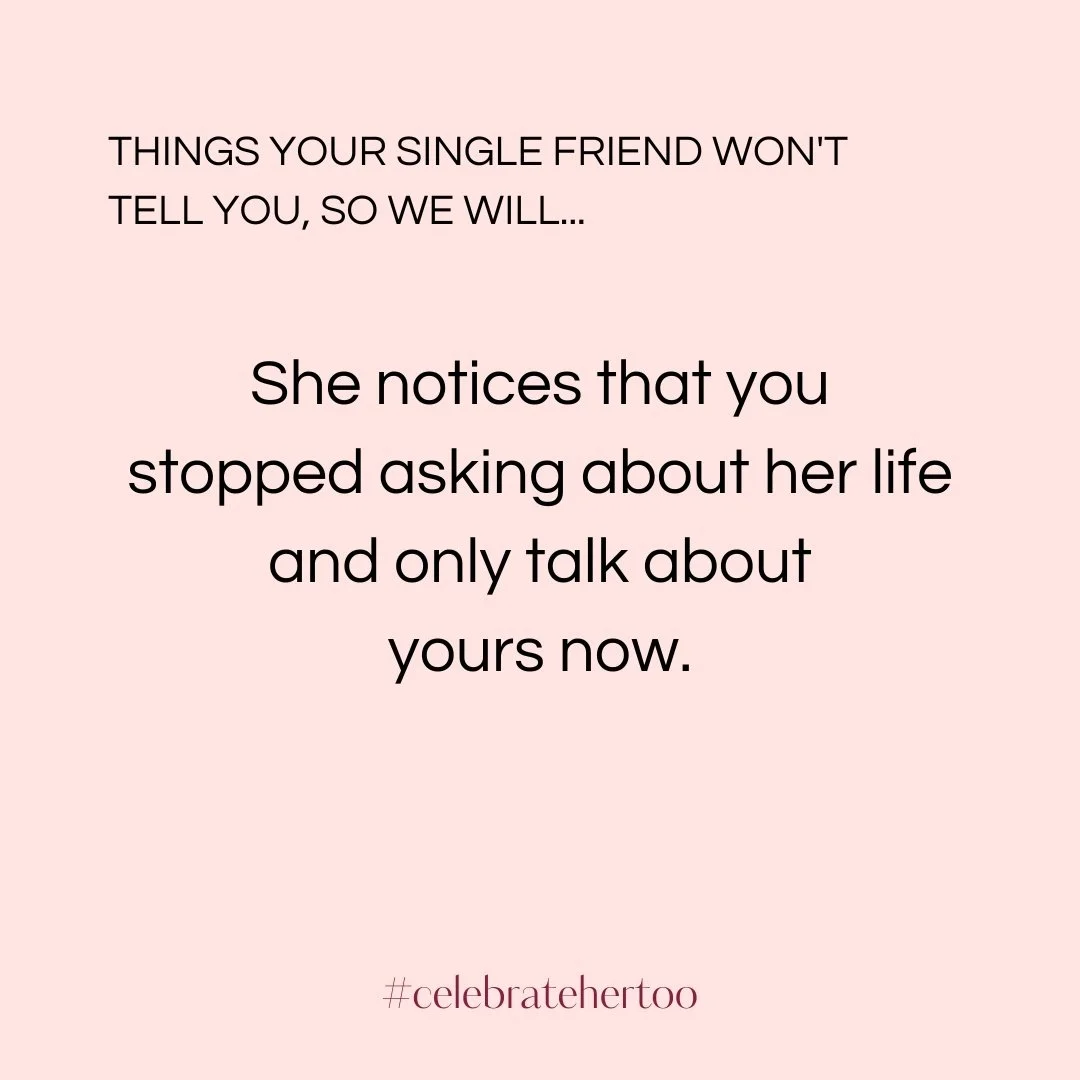 Every conversation is about your relationship, your kids, your house, your plans.

She listens. She supports. She celebrates.

But when's the last time you asked about HER? Her job? Her goals? How she's actually doing?

In case you need the reminder: