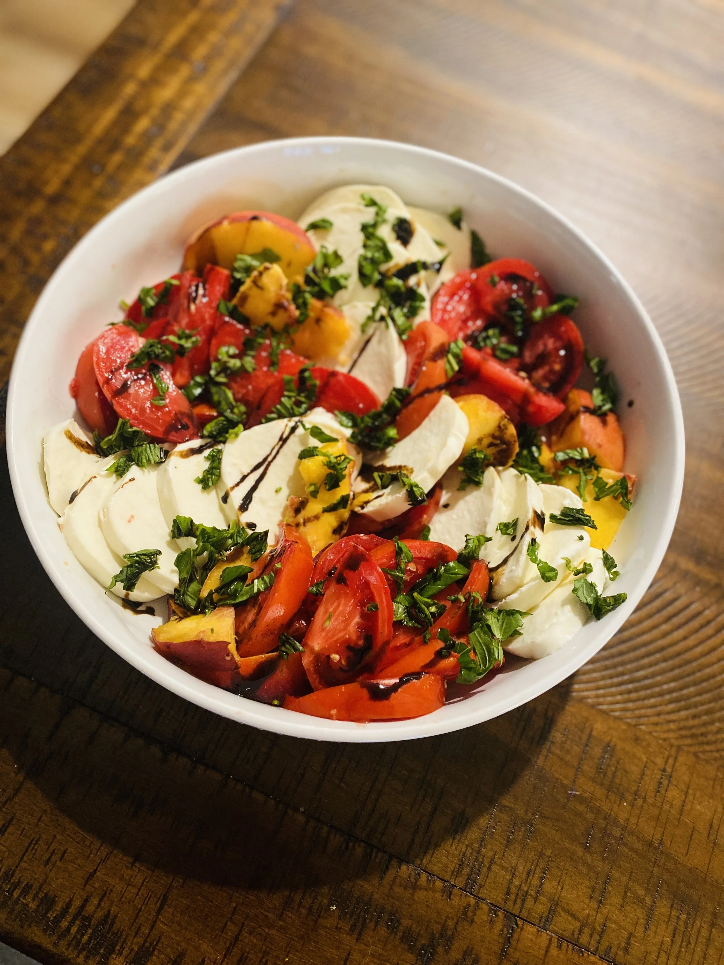 Sun-Kissed Peach, Tomato, Mozzarella &amp; Basil Salad