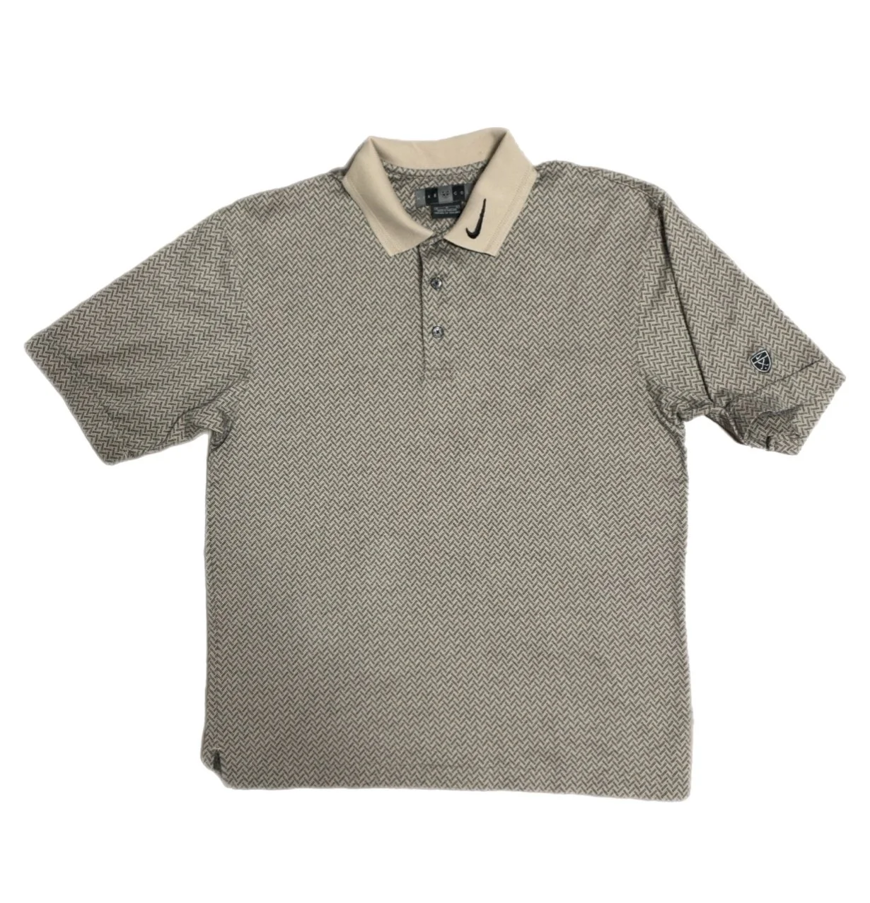 Vinatge 90s Nike Golf Geometric Pattern Swoosh Collared Polo Size Medium