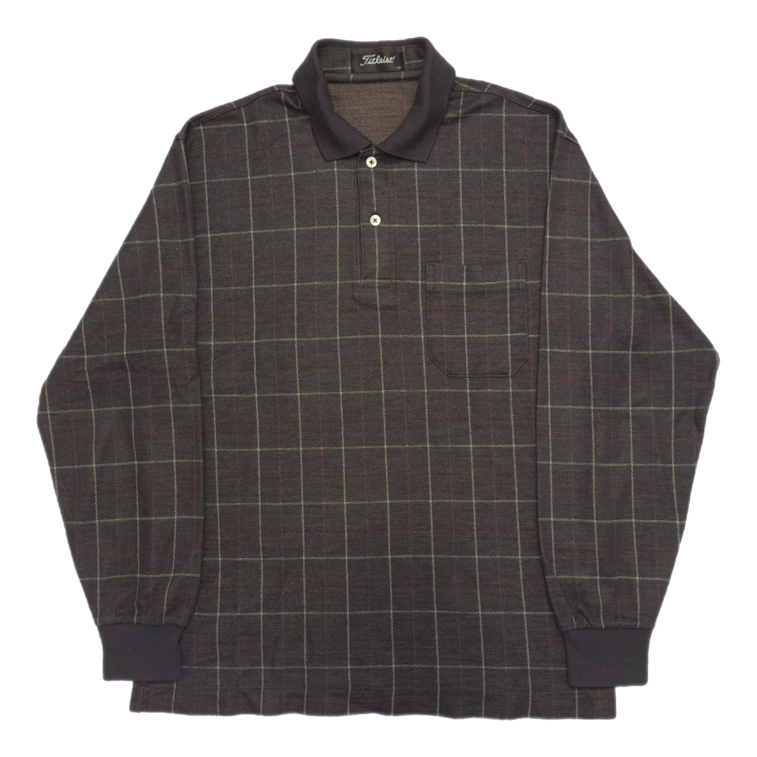 Vintage 90s Titleist L/S Plaid Polo Size M/L