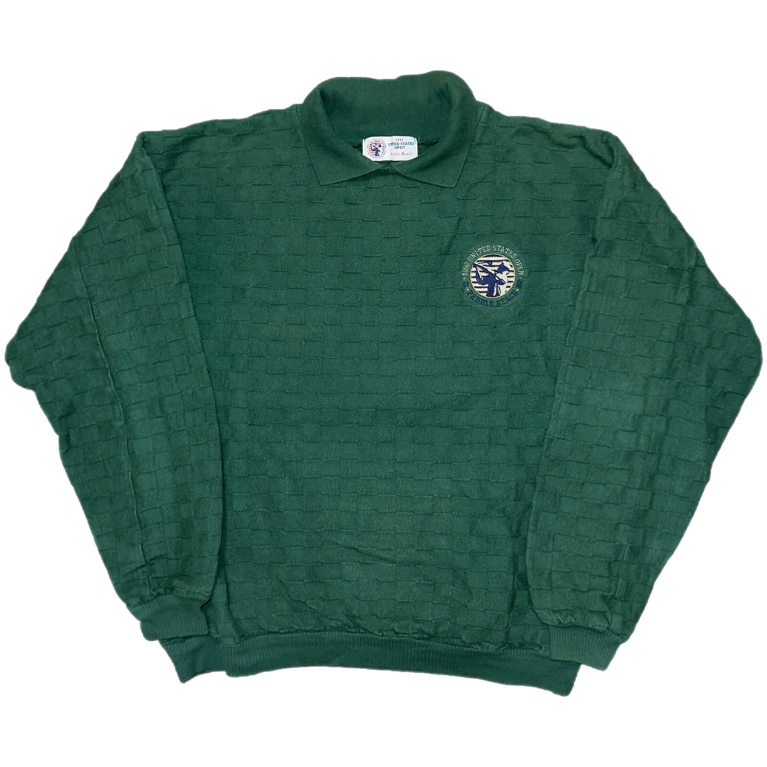 Vintage 90s Pebble Beach US Open Collared Pullover Sweater Size XL