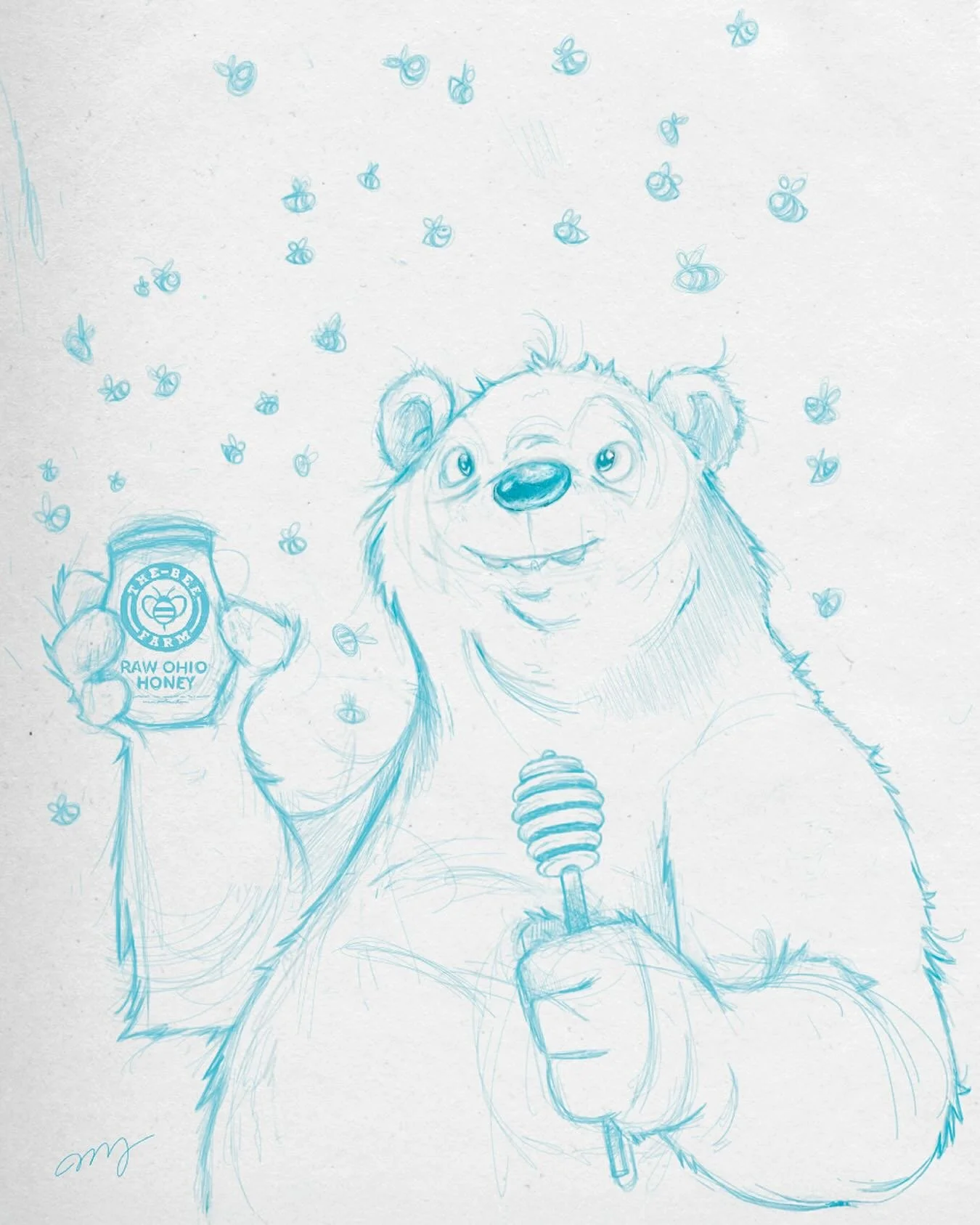 Sticking with the bee theme, this was the start of a mascot idea for TheBee.farm.