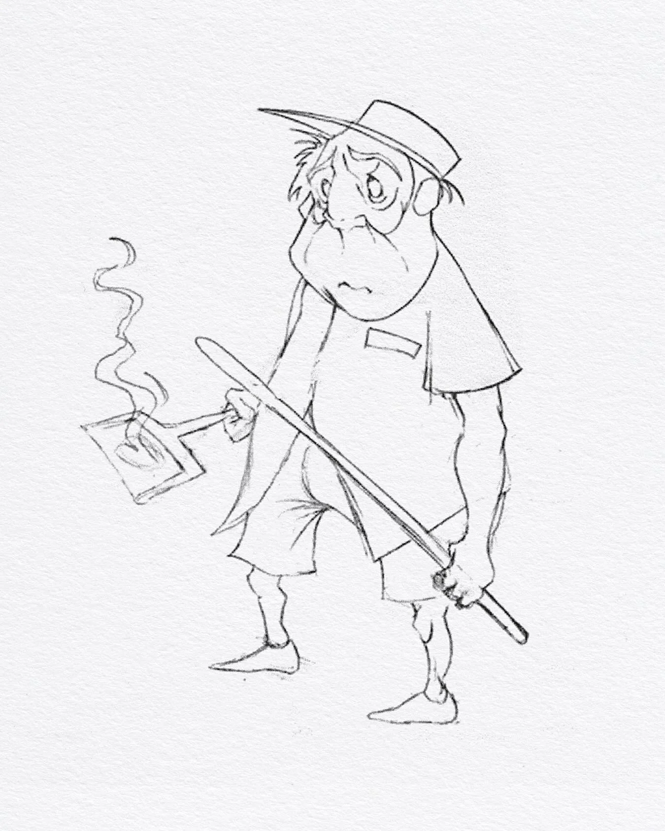 Sketch-of-the-day: A not too enthusiastic zoo worker.