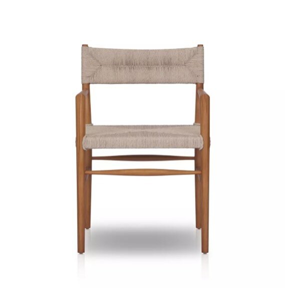 🤍Leif Outdoor Armchair
With a beautifully natural finish, slim, tapered teak frames this woven all-weather wicker outdoor dining armchair. *Cover or store indoors during inclement weather and when not in use.

Overall Dimensions: 22&rdquo;W x 23&rdq