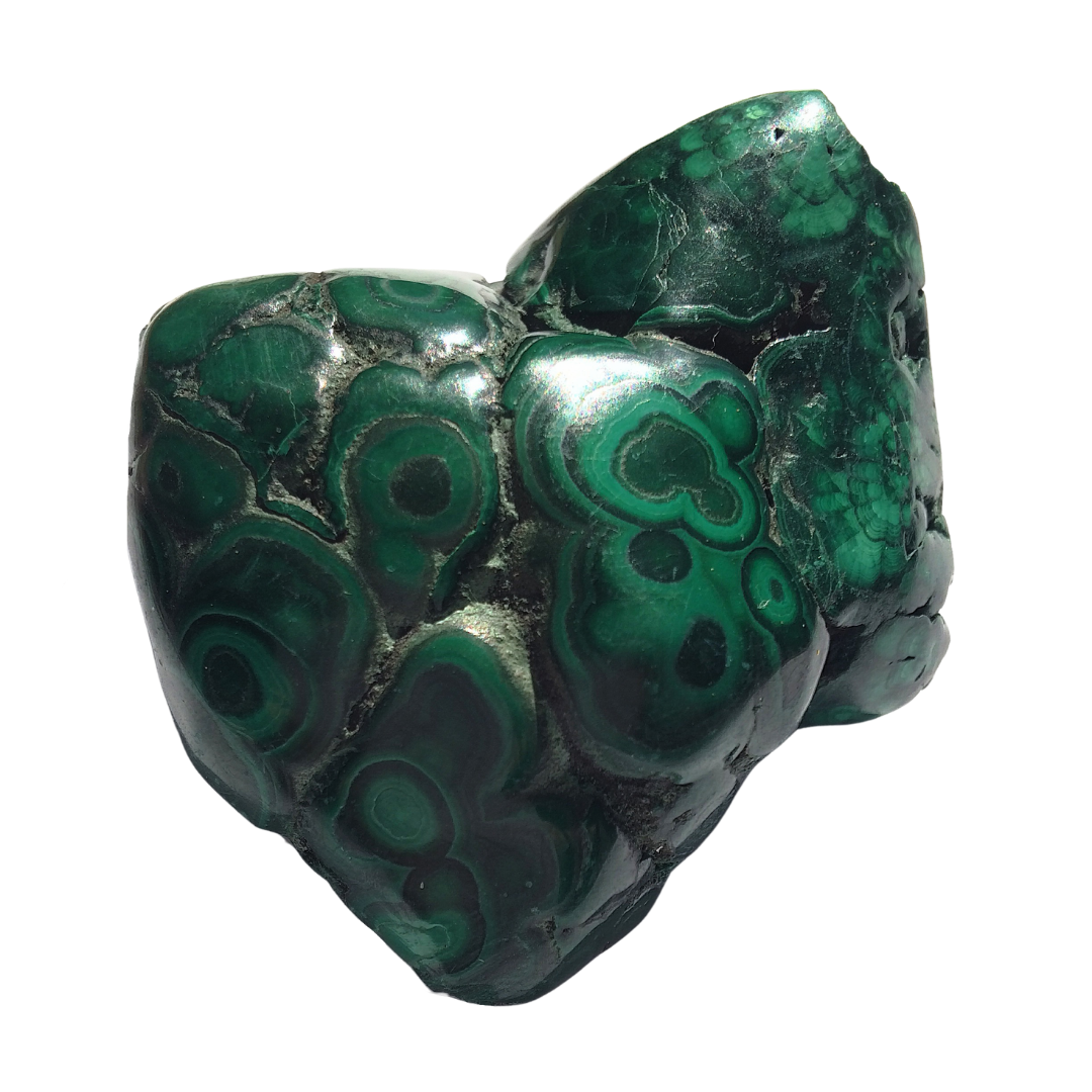 a semi-polished piece of green malachite