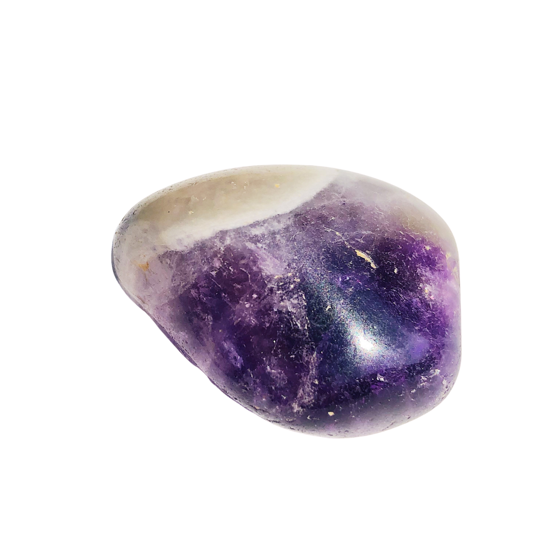 a purple banded amethyst tumbled stone