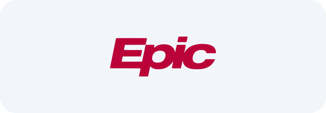 Epic logo on top of a light blue background