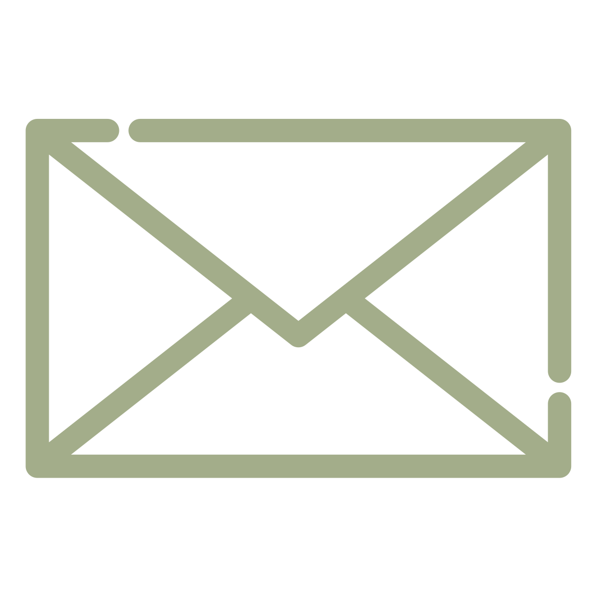Outline of an envelope indicating an email message.