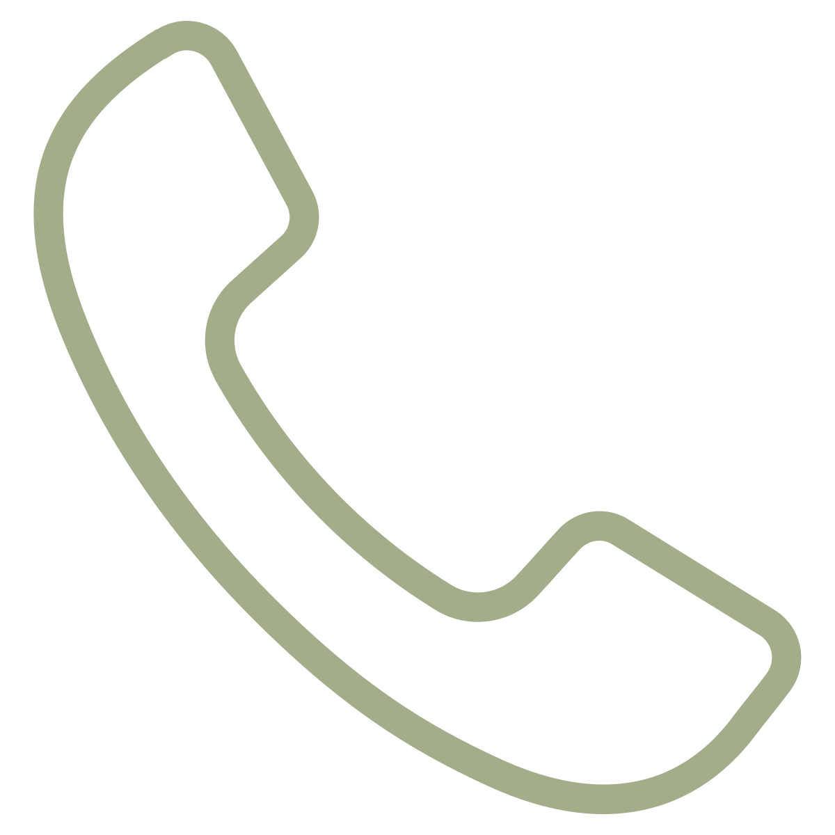 Outline of a telephone handset icon in light green color.