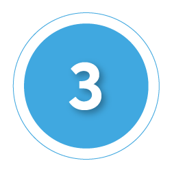 White number 3 in a blue circle with a white border