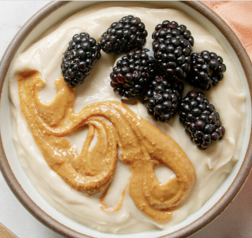Peanut Butter Protein Yogurt with Blackberries