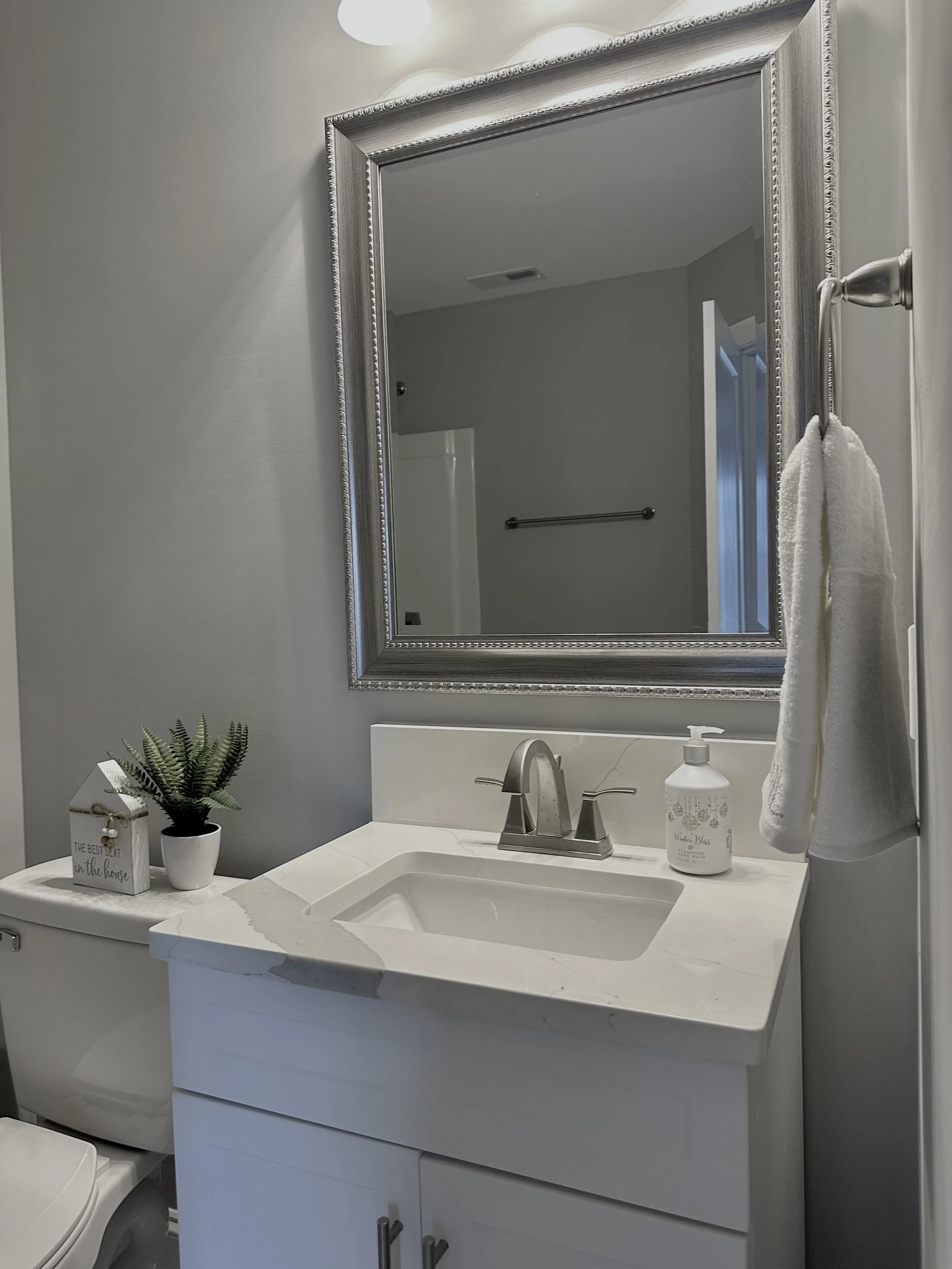 Completed bathroom countertop surface