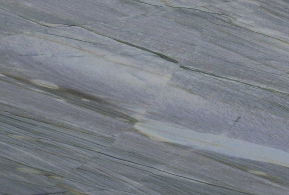 Azul Imperiale Brazilian quartzite slab with blue white and gold movement