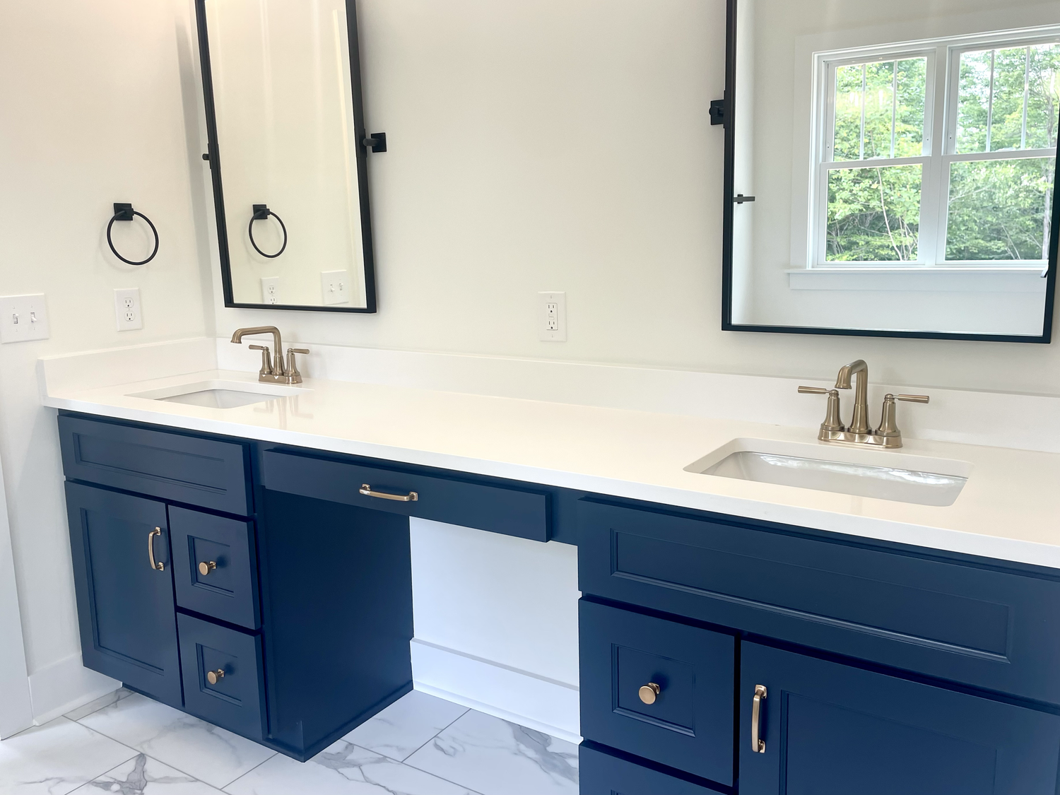 Renovated room with custom stone surfaces
