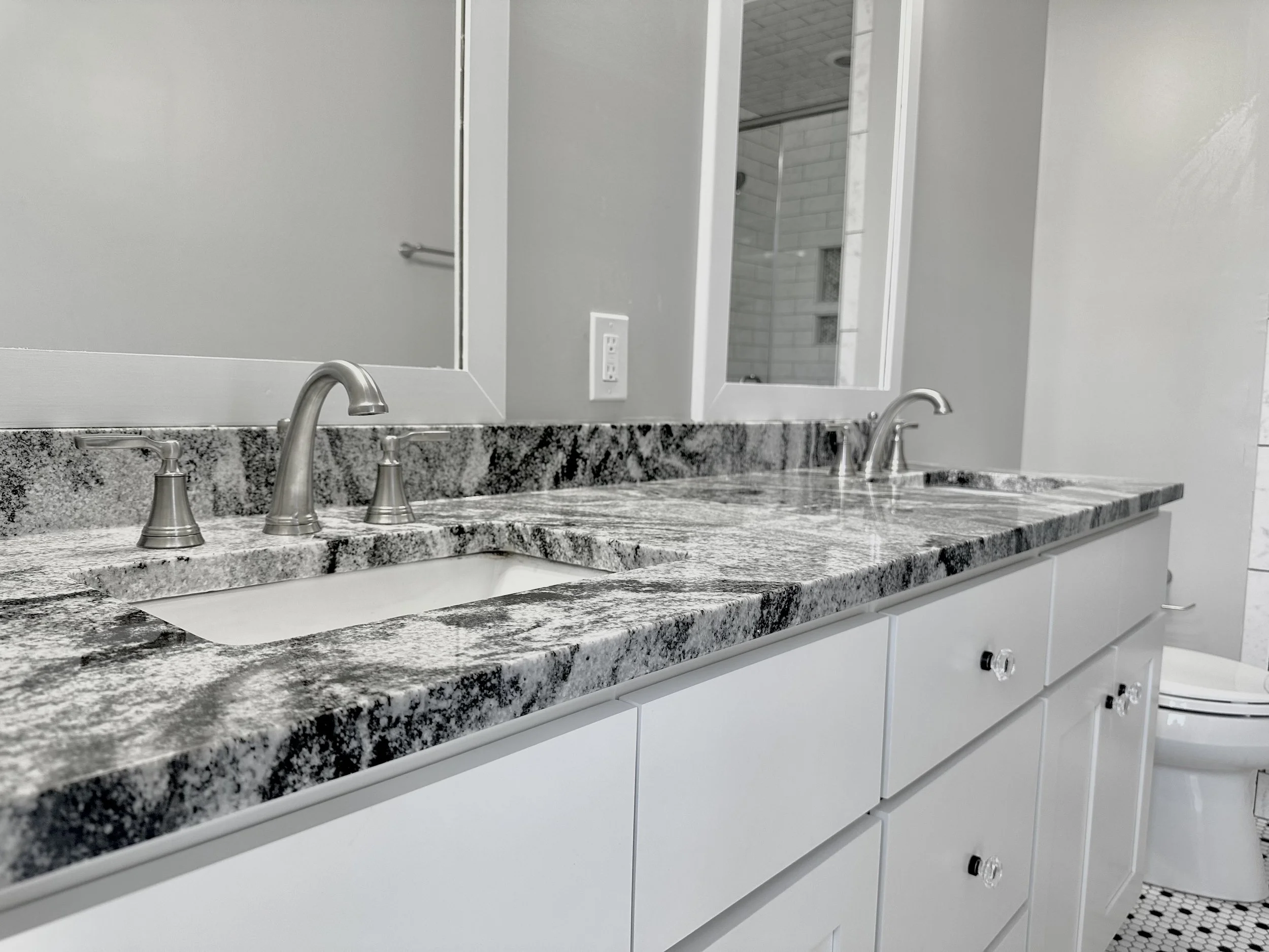 Installed stone countertop detail