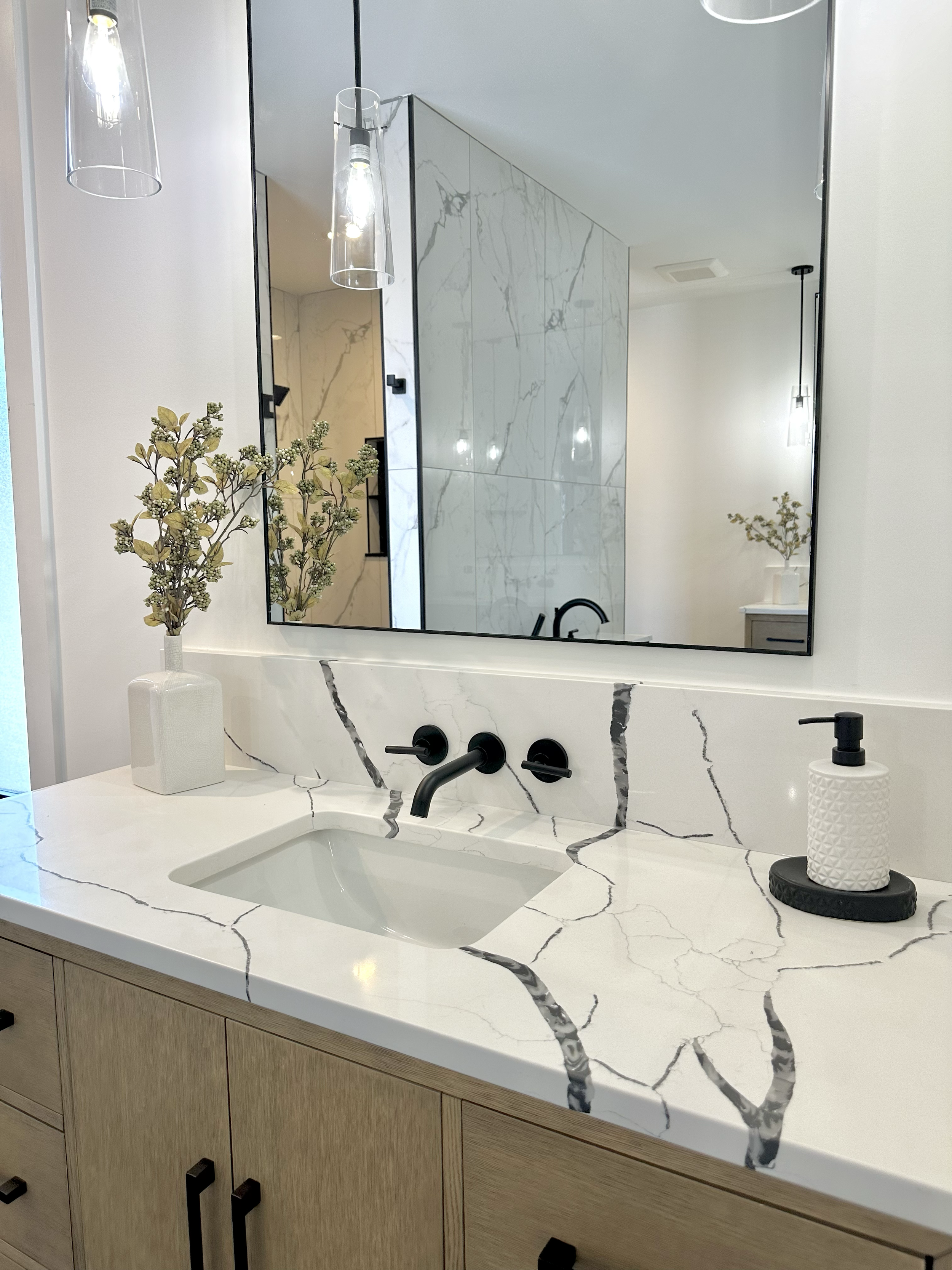 Custom stone vanity and countertop detail