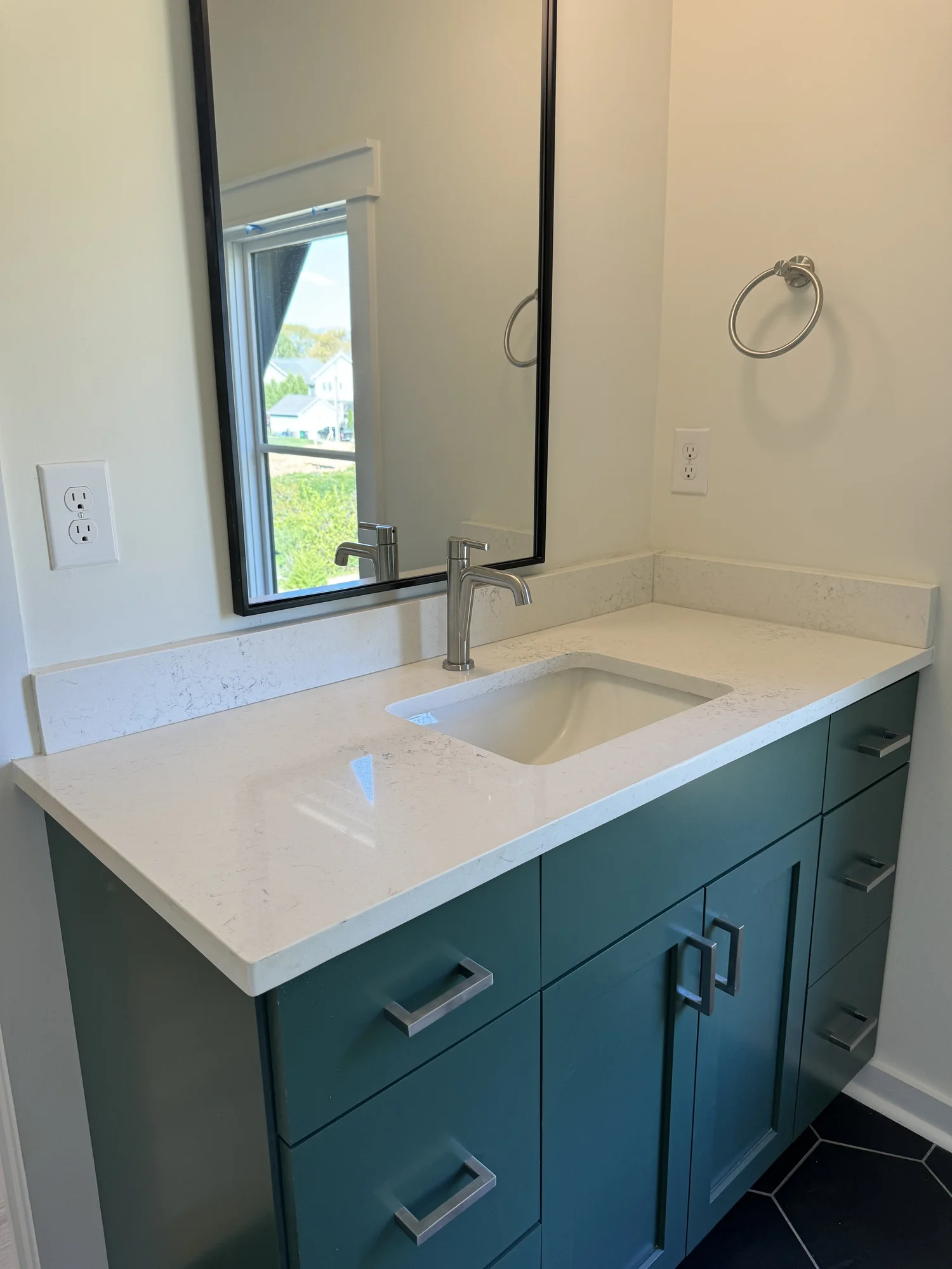 Stone bathroom vanity top detail