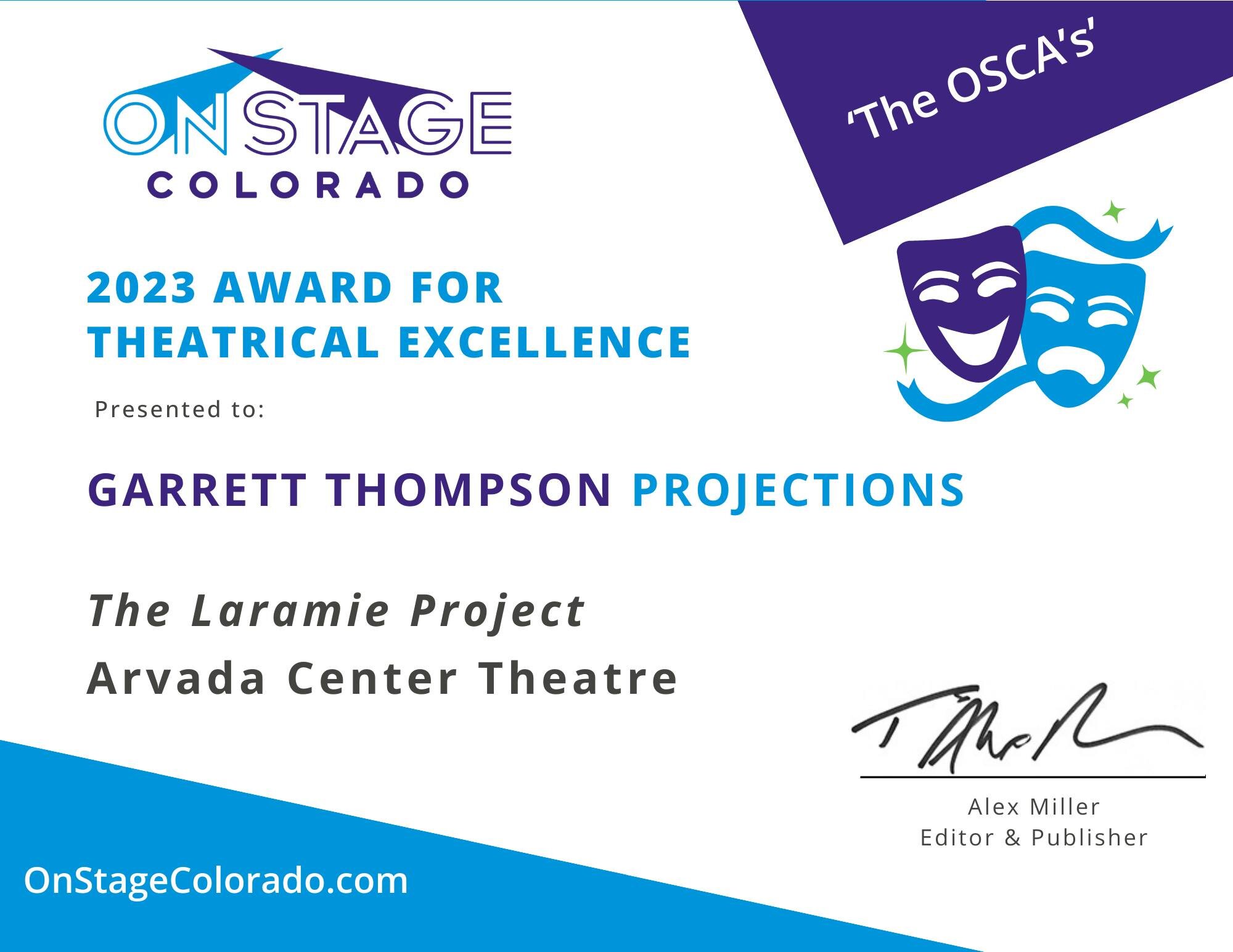 It's an honor for my work with the Arvada Center to be recognized by OnStage Colorado!
#projectiondesign #gtprods #garrettthompsonproductions #arvadacenter #theatrecolorado