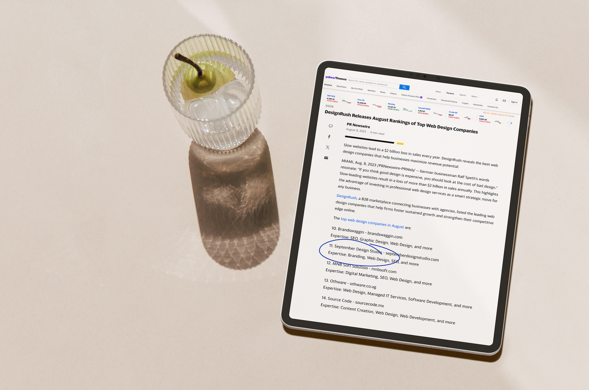 Yahoo! Finance Shares List of Top 30 Web Design Companies in August 2023 - SDS is #11!
