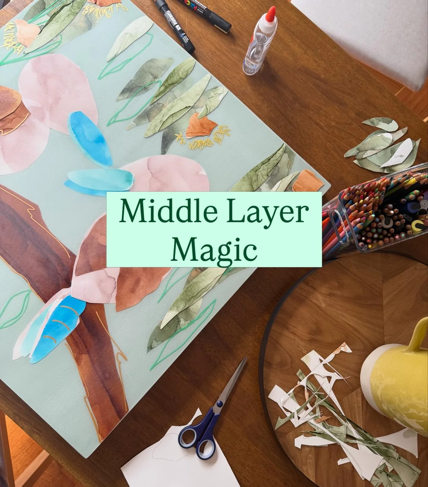 Working on what I like to call &ldquo;middle layer magic&rdquo;. ✨
There&rsquo;s something extra special about the middle layers of an artwork. 
The beautiful in-between stage where the artwork starts to come alive. 
These layers give the artwork its