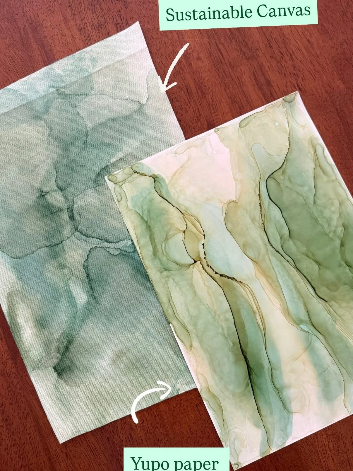 One ink two shades 🙌

Different surfaces creating different results, and how good is that!! 😍

I&rsquo;ve used the same ink colour here on two different surfaces, @sustainable.canvas and Yupo paper. Look at how differently the ink settles on each s